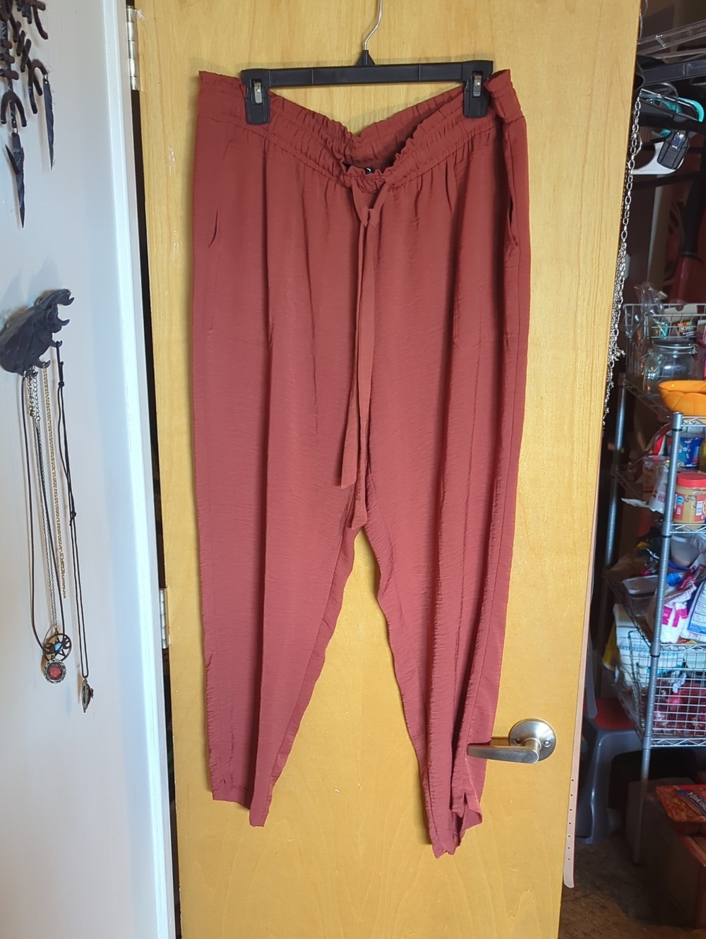 Pumpkin Color Tie Waist Trousers